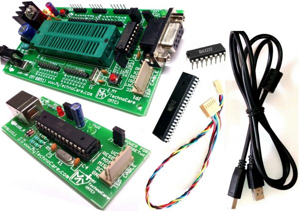 8051 Development Board with Programmer with ZIF Socket MAX232 Atmel AT89S52 IC, Project Board 8051-AVR USB asp Programmer MY TechnoCare