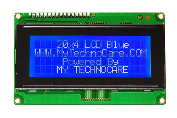 20x4 LCD Display JHD204A With blue backlight HD44780 www.MyTechnoCAre.com 20x4 LCD Display blue BackLight For Arduino,8051,Raspberry Pi,AVR,PIC,ARM MicroController Kit JHD402A HD44780 Compatible Dimension Pinout Connection Configuration Command Code 204A